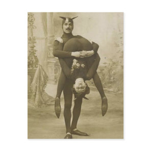Funny Vintage Victorian Circus Performers Postcard