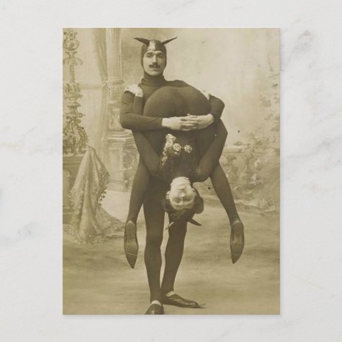 Funny Vintage Victorian Circus Performers Postcard