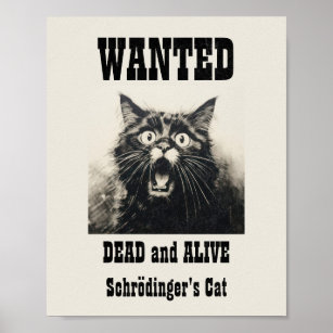 Funny Vintage Wanted Poster Schrödinger's Cat