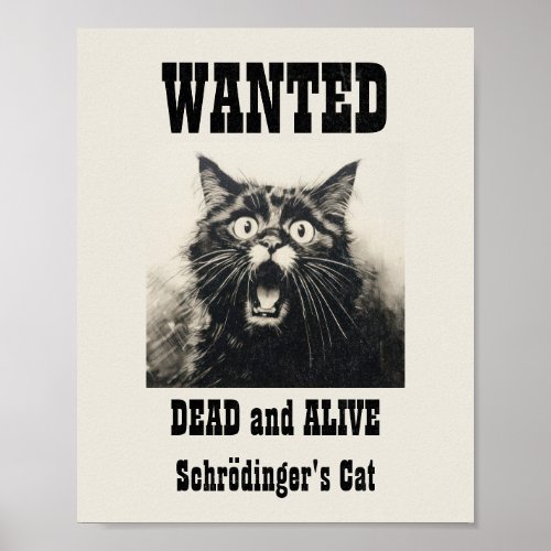 Funny Vintage Wanted Poster Schrdingers Cat