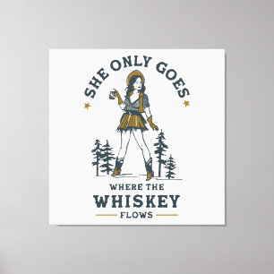 Funny Vintage Western Cowgirl Whiskey Lover Canvas Print