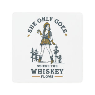 Funny Vintage Western Cowgirl Whiskey Lover Metal Print