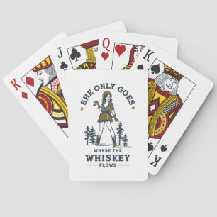 Funny Vintage Western Cowgirl Whiskey Lover Poker Cards