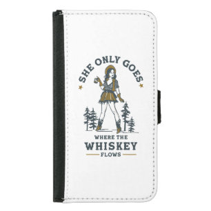 Funny Vintage Western Cowgirl Whiskey Lover Samsung Galaxy S5 Wallet Case