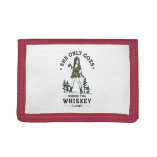 Funny Vintage Western Cowgirl Whiskey Lover Tri-fold Wallet