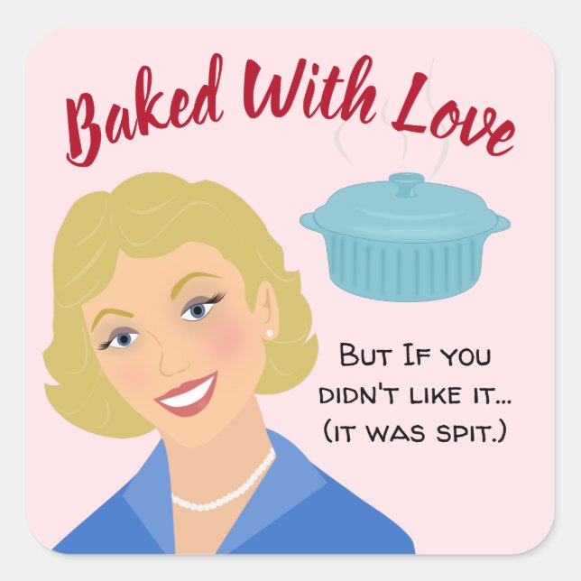 Funny Vintage Woman Baking Gift Label (Front)
