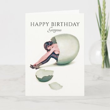 Funny Vintage Woman Happy Birthday Gorgeous Card by encore_arts at Zazzle