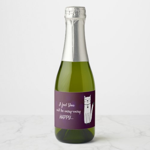 Funny Violet  Sparkling Wine Mini Bottle Label wit