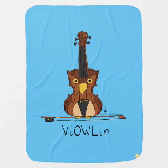 Funny Violin Cute Owl Musician Kids Music Baby Blanket (Front)