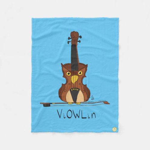 Funny Violin Cute Owl Musician Kids Music Fleece Blanket