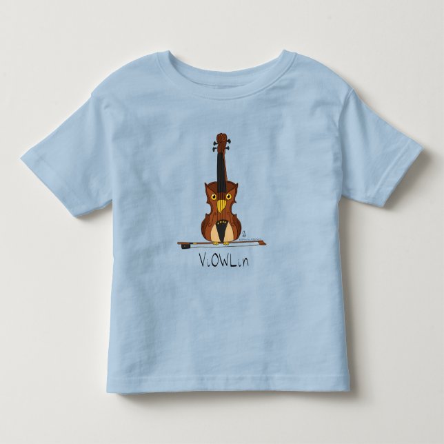 Funny Violin Cute Owl Musician Kids Music Toddler T-shirt (Front)