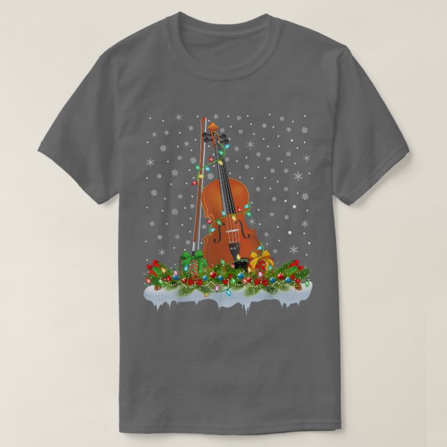 Funny Violin Music Lover Matching Santa Violin Chr T-Shirt (Design Front)