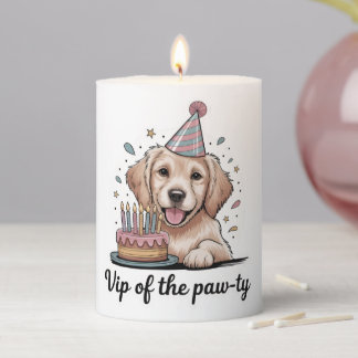 Funny "VIP of the Paw-ty" Dog Birthday Pillar Candle