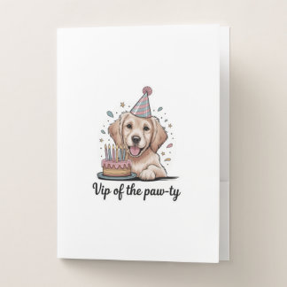 Funny "VIP of the Paw-ty" Dog Birthday Pocket Folder