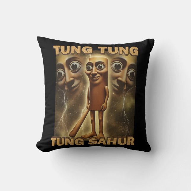Funny Viral-Style Cartoon | Meme Aesthetic Art Throw Pillow (Front)
