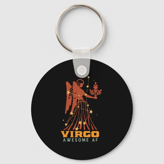 Funny Virgo Zodiac Horoscope Astrology Awesome AF Keychain (Front)