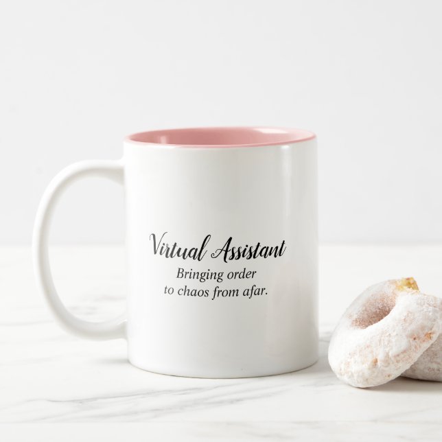Funny Virtual Assistant Cute Appreciation Two-Tone Coffee Mug (With Donut)