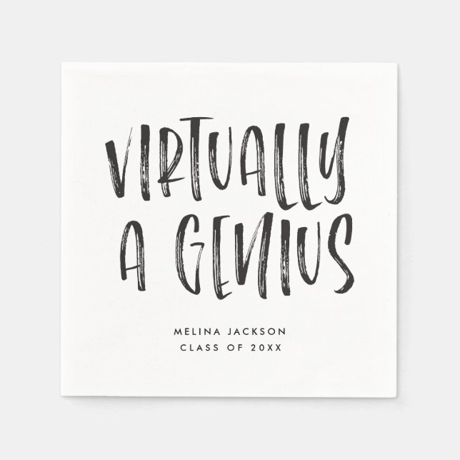 Funny Virtually a Genius Graduation Party Napkins (Front)