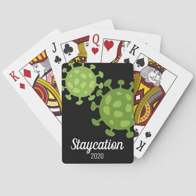 Funny Virus Staycation 2020 Quarantine Life black Poker Cards (Back)