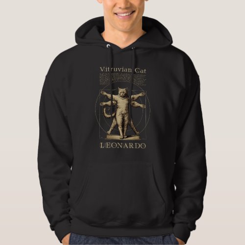 Funny Vitruvian Cat  Pet Animal Owners Hoodie