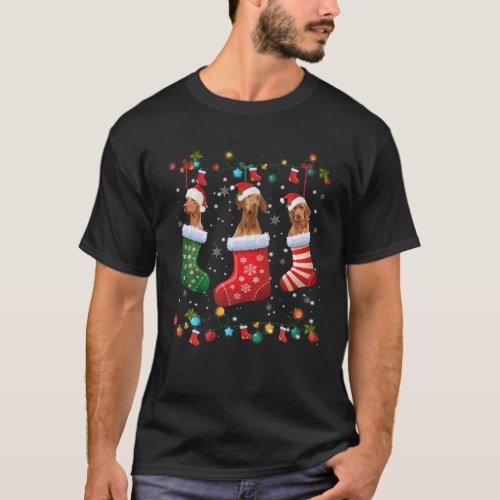 Funny Vizsla Christmas Socks Lights Funny Dog Love T_Shirt
