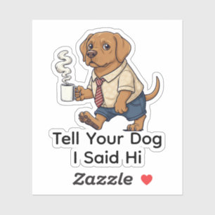 Funny Vizsla Dog Business Suit Coffee Sticker