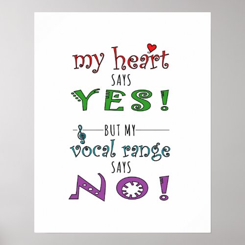 Funny Vocal Range Says No Bad Singing Typography P Poster