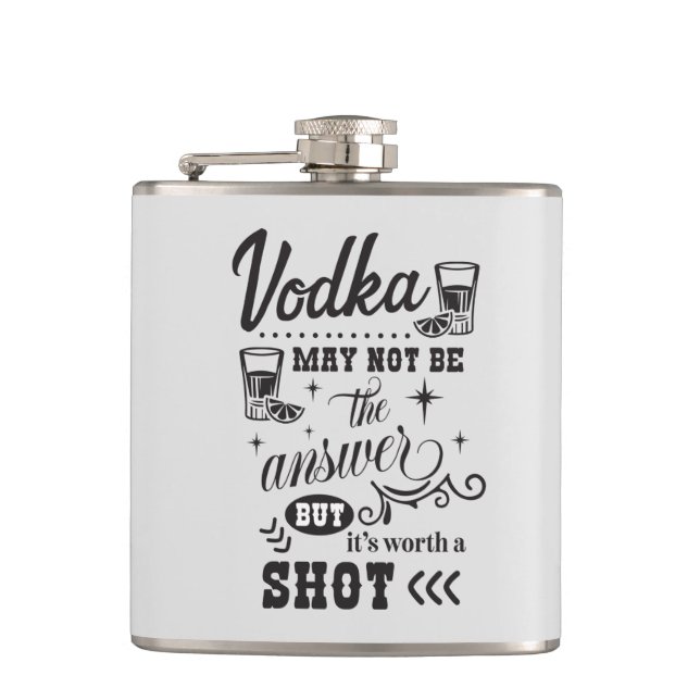 funny vodka drinking word art flask (Front)