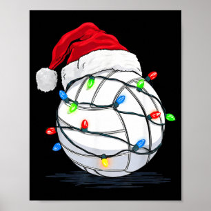 Funny Volleyball Ball Christmas Graphics Lights Lo Poster