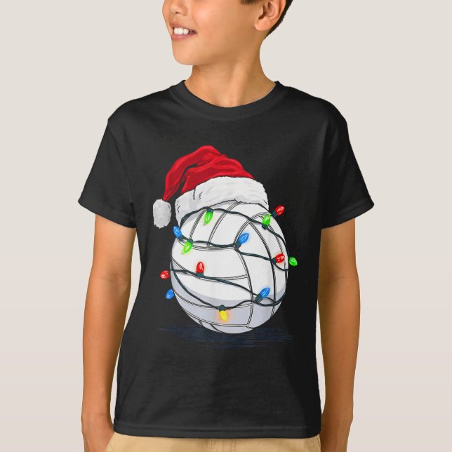 Funny Volleyball Ball Christmas Graphics Lights Lo T-Shirt (Front)