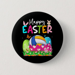 Funny Volleyball Ball Hatched From Egg Easter Day Button