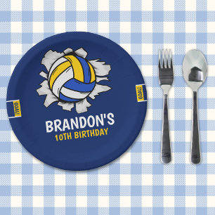 Funny Volleyball Boy Birthday Paper Plates