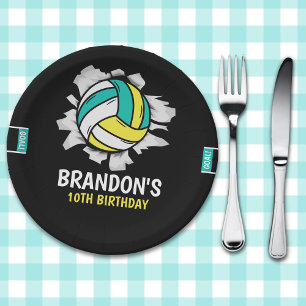 Funny Volleyball Boy Birthday Paper Plates