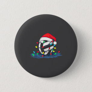 Funny Volleyball Christmas Graphics Lights Lover P Button