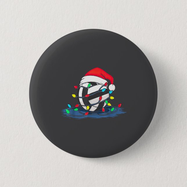 Funny Volleyball Christmas Graphics Lights Lover P Button (Front)
