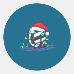 Funny Volleyball Christmas Graphics Lights Lover P Classic Round Sticker