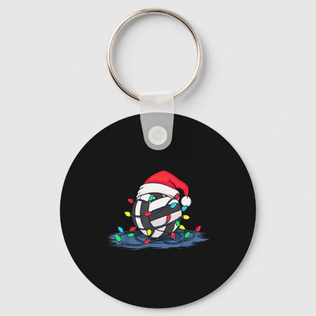 Funny Volleyball Christmas Graphics Lights Lover P Keychain (Front)