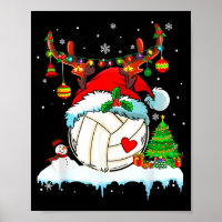 Funny Volleyball Christmas Reindeer Santa Hat Ligh