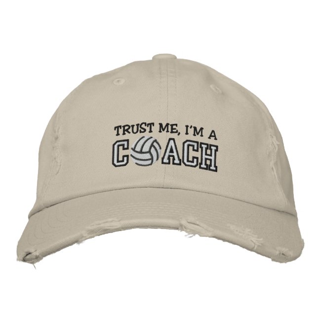 Funny Volleyball Coach Embroidered Baseball Hat (Front)