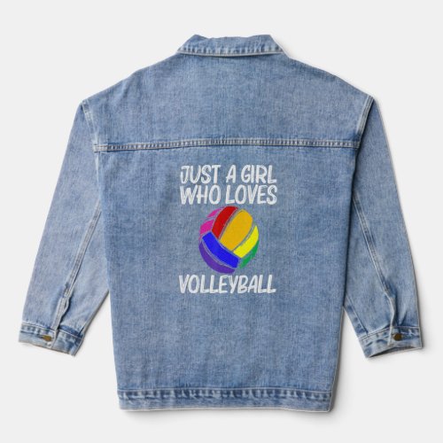 Funny Volleyball For Girls Women Volleyball Sport  Denim Jacket