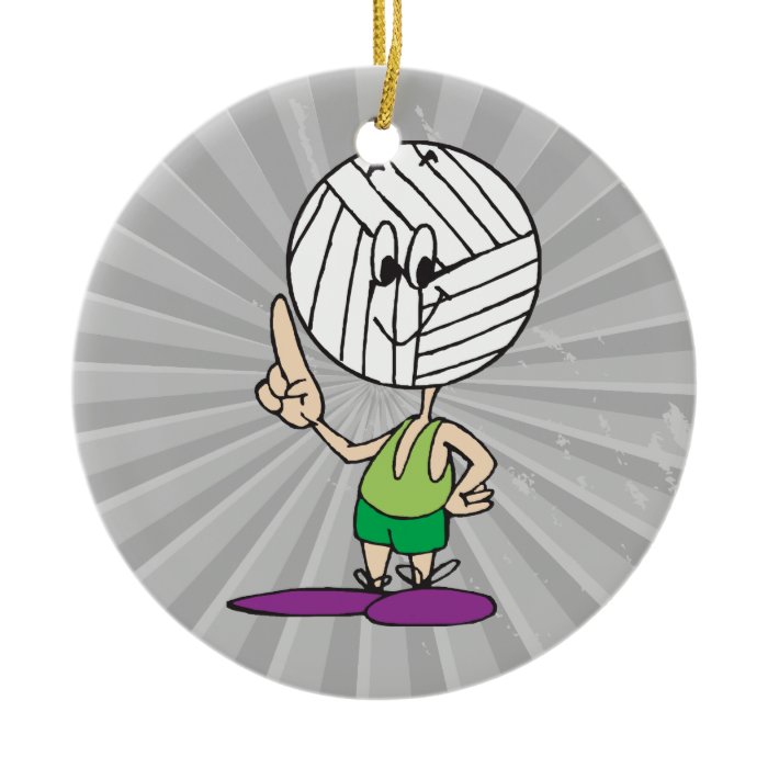 funny volleyball head cartoon character christmas tree ornaments