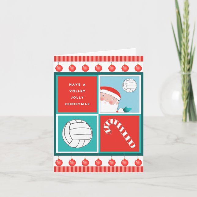 Funny Volleyball Holiday Christmas Cards (Front)