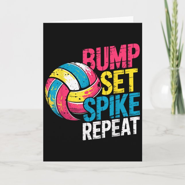 Funny Volleyball Joke Bump Set Spike Repeat Player Card (Front)