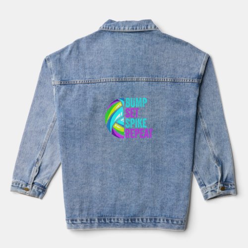 Funny Volleyball Lover Graphic For Women And Men V Denim Jacket