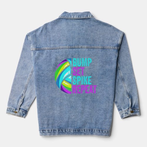Funny Volleyball Lover Graphic For Women And Men V Denim Jacket