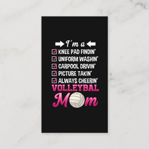 Funny Volleyball Mom Cheering Mother Kid Support Business Card