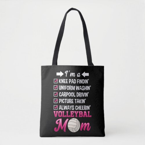 Funny Volleyball Mom Cheering Mother Kid Support Tote Bag