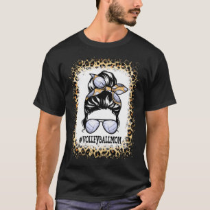 Funny Volleyball Mom Messy Bun Player Mom Mother's T-Shirt