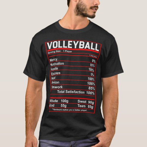 Funny Volleyball Nutrition Facts Women Men T_Shirt