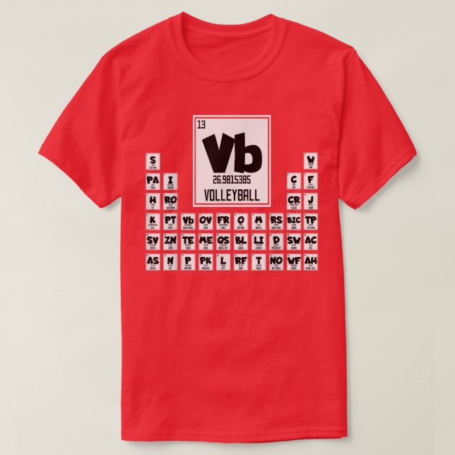 Funny Volleyball Periodic Table  T-Shirt (Design Front)